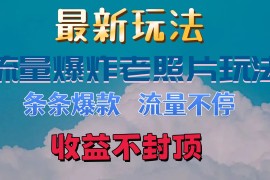 最新流量爆炸的老照片玩法，条条爆款，流量不停，日收300 