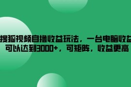 搜狐视频自撸收益玩法，一台电脑收益可以达到3000 ，可矩阵，收益更高