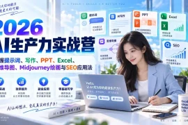 2026AI生产力实战营：掌握提示词、写作、PPT、Excel、思维导图、Midjourney绘画与SEO应用法