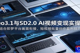 Veo3.1与SD2.0 AI视频变现实操课课：结合即梦平台画面衔接，短视频批量创作盈利技巧