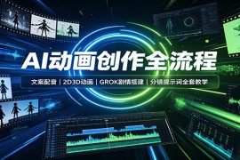 AI动画创作全流程：文案配音，2D3D动画，GROK剧情搭建，分镜提示词全套教学