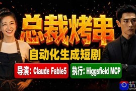 《总裁烤串》真人短剧全自动诞生！Claude Fable5 当导演，Higgsfield MCP 执行！