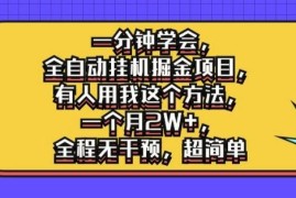 一分钟学会，全自动挂机掘金项目，有人用我这个方法，一个月2W ，全程无干预，超简单【揭秘】