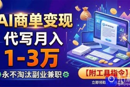 AI商单变现，靠代写月入1-3万，永不淘汰副业兼职【附工具指令】