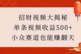 招财视频大揭秘：单条视频收益500 ，小众赛道也能挣翻天!