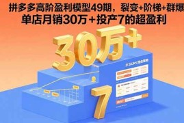 （15832期）拼多多高阶盈利模型49期，裂变 阶梯 群爆 单店月销30万 投产7的超盈利