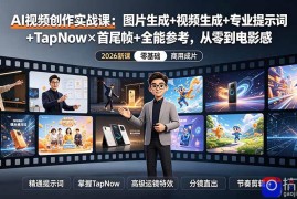 AI视频创作实战课：图片生成 视频生成 专业提示词 TapNow×首尾帧 全能参考，从零到电影感成片