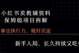 小红书卖小学教辅资料 保姆级项目拆解 1次课程彻底讲清楚!