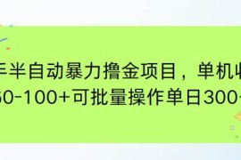（15009期）快手半自动暴力撸金项目，单机收益60-100 可批量操作单日300 