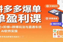 拼多多爆单盈利课：裂变 阶梯 群爆玩法与直通车优化、AI 软件实操