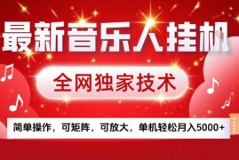 最新音乐人挂G，全网独家技术，简单操作，可矩阵，可放大，单机轻松月入5k 【揭秘】