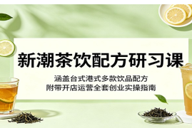 新潮茶饮配方研习课：涵盖台式港式多款饮品配方，附带开店运营全套创业实操指南