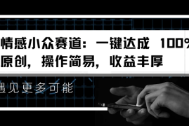 情感小众赛道，一键达成 100%原创，操作简易，收益丰厚