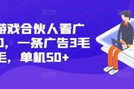 快手游戏合伙人看广告3.0，一条广告3毛到五毛，单机50 【揭秘】
