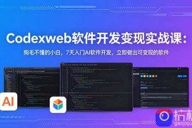 CodexWeb软件开发变现实战课：狗毛不懂的小白，7天入门AI软件开发，立即做出可变现的软件