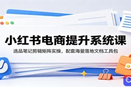 小红书电商提升系统课：选品笔记剪辑矩阵实操，配套海量落地文档工具包