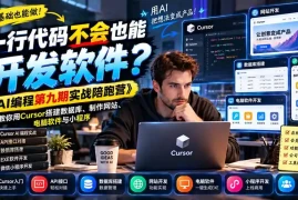 一行代码不会也能开发软件？《AI编程第九期实战陪跑营》教你用Cursor搭建数据库、制作网站、电脑软件与小程序