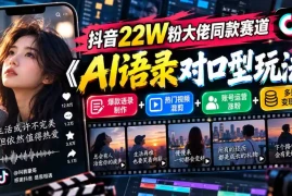 抖音22W粉大佬同款赛道《AI语录对口型玩法》：爆款语录制作 热门视频混剪 账号运营涨粉 多渠道变现实操