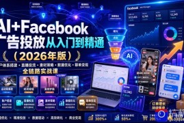 AI Facebook广告投放从入门到精通(2026年版)｜账户体系搭建・直播投流・素材策略・数据优化・聊单变现全链路实战课