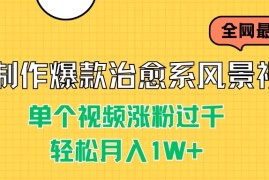 AI制作爆款治愈系风景视频，单个视频涨粉过千，轻松月入1W 