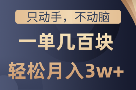 （10561期）只动手不动脑，一单几百块，轻松月入3w ，看完就能直接操作，详细教程