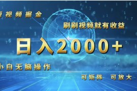 （12347期）短视频掘金，刷刷视频就有收益.小白无脑操作，日入2000 