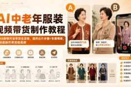 AI中老年服装视频带货制作教程｜AB剧情对话带货全流程，通用出片步骤 专属模板，快速制作带货短视频