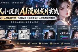 从小说到AI漫剧成片实战：写文 人物场景生图 分镜配音 视频生成 二次修改完整教学
