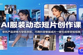 AI服装动态短片创作课：依托产品详情与穿搭原图，巧用抖音智能成片一键生成带货短视频