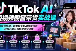 TikTok AI短视频橱窗带货实战课：从账号搭建、精准标签到AI批量出片、联盟选品与佣金提现全流程