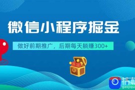 微信小程序掘金，做好前期推广，后期每天躺赚300 