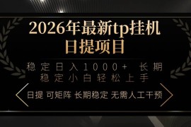 （17578期）2026年最新tp挂机日提项目：稳定日入1000 小白轻松上手