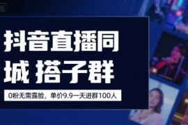 抖音直播同城搭子群，0粉无需露脸，单价19.9，一天进群100人