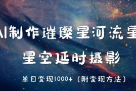 AI制作璀璨星河流星雨，星空延时摄影，单日变现1000 