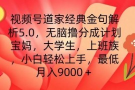 视频号道家经典金句解析5.0.无脑撸分成计划，小白轻松上手，最低月入9000 【揭秘】