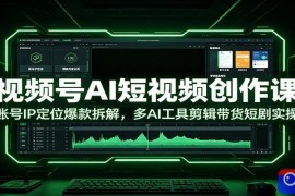 视频号AI短视频创作课：账号IP定位爆款拆解，多AI工具剪辑带货短剧实操