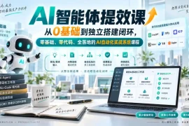 AI智能体提效课，从0基础到独立搭建闭环，零基础、零代码、全落地的AI自动化实战系统课程