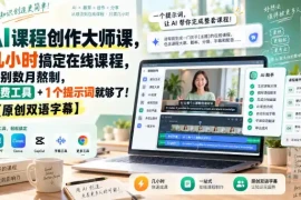 AI课程创作大师课，几小时搞定在线课程，告别数月熬制，免费工具 1个提示词就够了！【原创双语字幕】