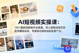 AI短视频实操课：140 爆款视频制作全覆盖，育儿宠物治愈历史武侠舞蹈运动，零基础也能批量产出
