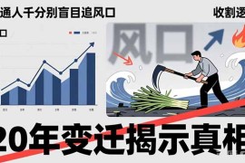 普通人千万别盲目追风口，20年变迁揭示真相，看懂收割逻辑才能避免成为接盘侠