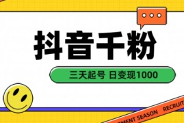 抖音千粉项目，自然涨粉变现，三天起号，日变现1k【揭秘】