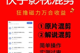 快手影视混剪项目，狂撸磁力万合收益，简单操作，实测过审，有一键拍同框，单日收益500 