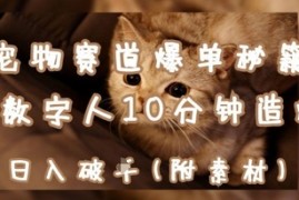 宠物赛道爆单秘籍：AI 数字人10分钟造爆款，日入1k