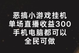 恶搞小游戏挂机，单场直播300 ，全民可操作【揭秘】
