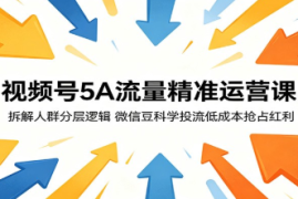 视频号5A流量精准运营课：拆解人群分层逻辑，微信豆科学投流低成本抢占红利 