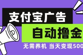 （13101期）支付宝广告全自动撸金，无需养机，当天落地500 