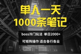 单人一天1000条笔记，日入2000 ，BOSS直聘的正确玩法【揭秘】