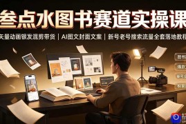 叁点水图书赛道实操课｜矢量动画银发混剪带货，AI图文封面文案，新号老号搜索流量全套落地教程