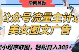 2025最新公众号美女图文流量主计划，搭配小程序取图轻松日入3张 (全网首发)