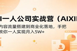 AI一人公司实战营(AIXIP)：从内容流量搭建到商业化落地，手把手教你一人实现月入5W 